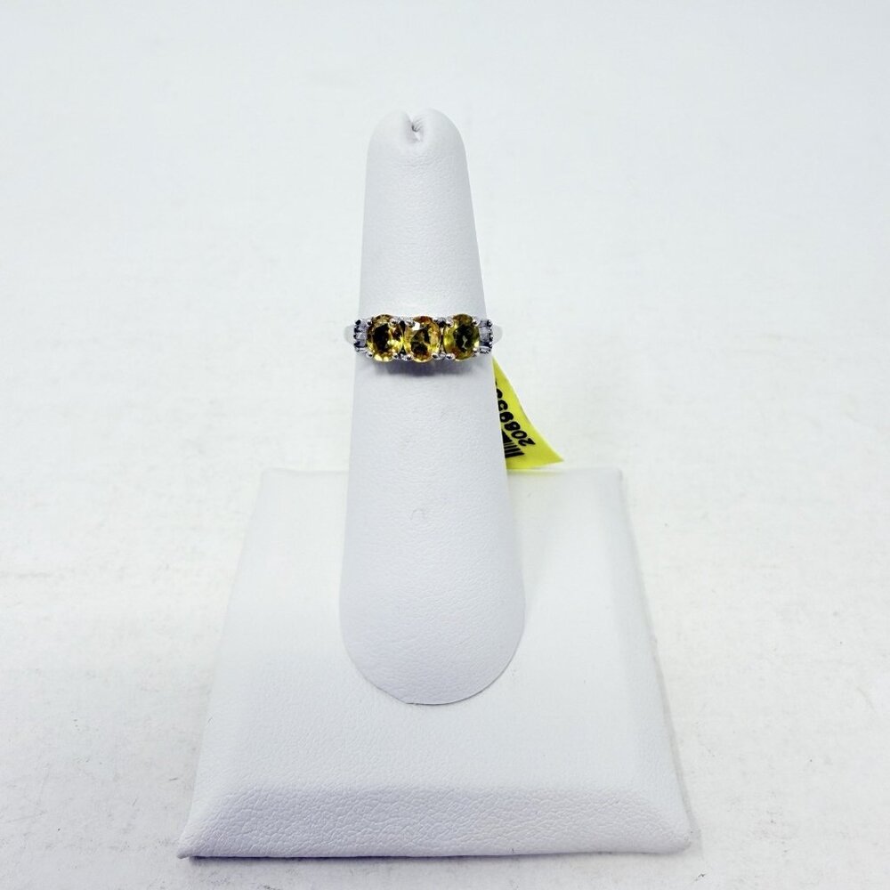 Shop LC Yellow Sapphire/Diamond Size 5 Ring in Sterling Silver Nickel Free 5343